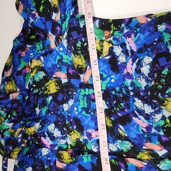 MILLY Silk Jewel-Print Tie-Neck Blouse  blue multicolor Size 4‎ Small - Picture 13 of 15